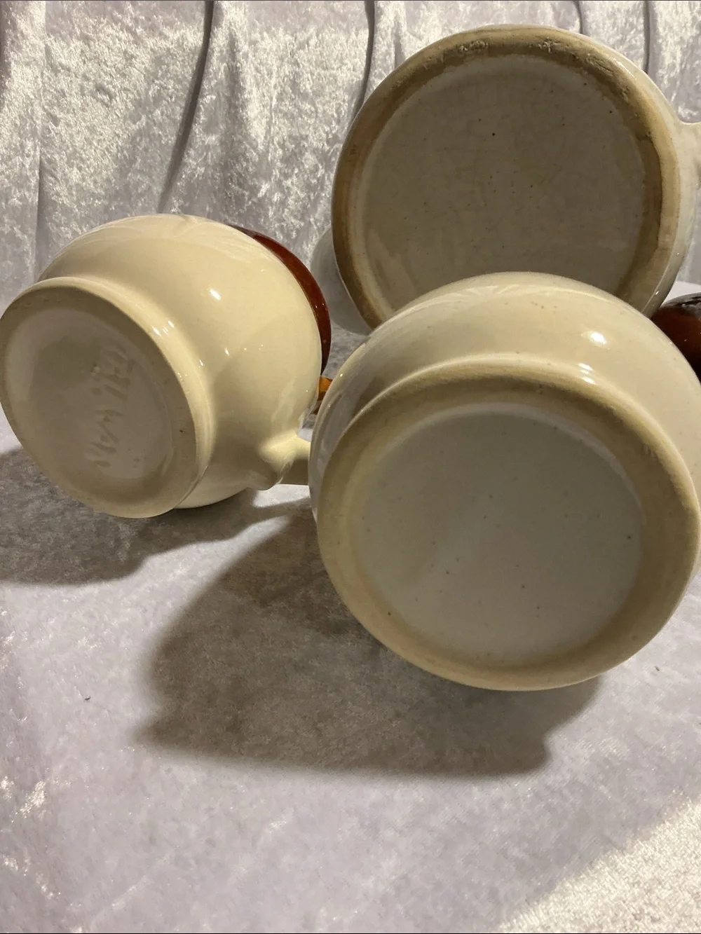 Brown and Cream Ceramic Coffee Set – Pitcher, Sugar Jar, Creamer